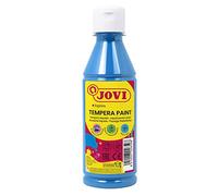 Jovi - Témpera líquida, botella de 250ml, Color azul cyan, Pintura a base de ingredientes naturales, Fácil de lavar, Sin gluten, Ideal para uso escolar (50221)