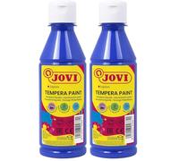 Jovi - Témpera líquida, botella de 250ml, Color azul oscuro, Pintura a base de ingredientes naturales, Fácil de lavar, Sin gluten, Ideal para uso escolar (Paquete de 2)