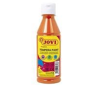 Jovi - Témpera líquida, botella de 250ml, Color naranja, Pintura a base de ingredientes naturales, Fácil de lavar, Sin gluten, Ideal para uso escolar