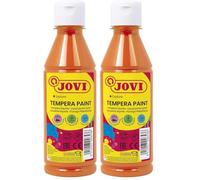 Jovi - Témpera líquida, botella de 250ml, Color naranja, Pintura a base de ingredientes naturales, Fácil de lavar, Sin gluten, Ideal para uso escolar (50206) (Paquete de 2)