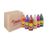 Jovi - Témpera líquida, Estuche 6 botes de 1L, Colores Secundarios, escolar