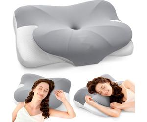 JOVIAL Almohada Cervicales y Cuello, Almohada Cervical Ortopédica de Espuma Viscoelastica Memoria para Soporte de Cuello, Almohadas Ergonomico para Dormir de Lado, Boca Arriba y Boca Abajo