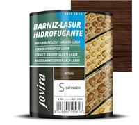 JOVIRA PINTURAS 750 ml - BARNIZ-LASUR Hidrofugante Protector Satinado al Agua. Protege, decora y embellece todo tipo de madera con efecto perlado. (750 Mililitros, Nogal) E-26