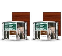 JOVIRA PINTURAS Barniz Brillante Tinte (6 colores). Barniz para madera. Protege, decora y embellece. (375 Mililitros, Teka) (Paquete de 2)