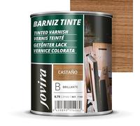 JOVIRA PINTURAS Barniz Brillante Tinte (6 colores). Barniz para madera. Protege, decora y embellece. (750 Mililitros, Castaño) D-7