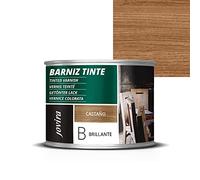 JOVIRA PINTURAS Barniz Brillante Tinte (6 colores). para madera. Protege, decora y embellece. (375 Mililitros, Castaño) D-9