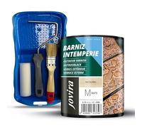 JOVIRA PINTURAS Barniz Intemperie al agua, Mate y Kit con Minicubeta, Rodillo de Espuma, Varilla y Paletina. (750 Millilitros, Mate + Kit Barniz)