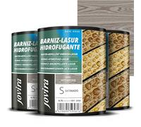 JOVIRA PINTURAS BARNIZ-LASUR Hidrofugante Protector Satinado al Agua. Protege, decora y embellece todo tipo de madera con efecto perlado. (3X750 Mililitros, Gris) E-37-3