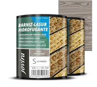 JOVIRA PINTURAS BARNIZ-LASUR Hidrofugante Protector Satinado al Agua. Protege, decora y embellece todo tipo de madera con efecto perlado. (2x750 Mililitros, Gris) E-37-2