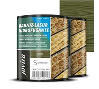 JOVIRA PINTURAS BARNIZ-LASUR Hidrofugante Protector Satinado al Agua. Protege, decora y embellece todo tipo de madera con efecto perlado. (2x750 Mililitros, Verde) E-29-2