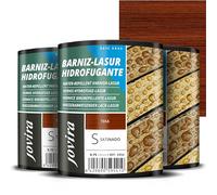 JOVIRA PINTURAS BARNIZ-LASUR Hidrofugante Protector Satinado al Agua. Protege, decora y embellece todo tipo de madera con efecto perlado. (3X750 Mililitros, Teka) E-32-3