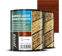 JOVIRA PINTURAS BARNIZ-LASUR Hidrofugante Protector Satinado al Agua. Protege, decora y embellece todo tipo de madera con efecto perlado. (2x750 Mililitros, Teka) E-32-2