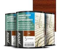 JOVIRA PINTURAS BARNIZ-LASUR Protector Antideslizante Tarimas al Agua. Protege, decora y embellece tarimas de piscinas y jardines. (3X750 Mililitros, Teka) F-25-3