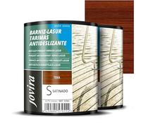 JOVIRA PINTURAS BARNIZ-LASUR Protector Antideslizante Tarimas al Agua. Protege, decora y embellece tarimas de piscinas y jardines. (2X750 Mililitros, Teka) F-25-2