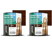 JOVIRA PINTURAS BARNIZ-LASUR Protector Satinado al Agua. Protege, decora y embellece todo tipo de madera. (750 Mililitros, Castaño) E-12 (Paquete de 2)