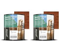 JOVIRA PINTURAS BARNIZ-LASUR Protector Satinado al Agua. Protege, decora y embellece todo tipo de madera. (750 Mililitros, Caoba) E-6 (Paquete de 2)