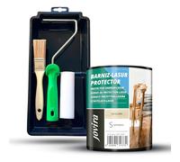 JOVIRA PINTURAS Barniz Lasur Protector Satinado al Agua y Kit con Minicubeta, Rodillo de Espuma, Varilla y Paletina. (750 Mililitros, Incoloro + Kit Barniz-Lasur) E-2-K