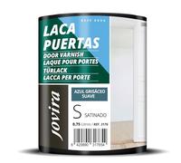 JOVIRA PINTURAS Esmalte Laca Puertas al Agua 750ML Satinado, Renueva y decora las puertas y muebles de madera (750 Mililitros, Azul Grisaceo Suave) -T