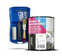 JOVIRA PINTURAS Esmalte Radiadores al Agua + Kit con Minicubeta, Rodillo de Espuma, Varilla y Paletina. (750 Mililitros, Blanco Antiguo + Minikit Radiadores) F-79-K