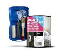JOVIRA PINTURAS Esmalte Radiadores al Agua + Kit con Minicubeta, Rodillo de Espuma, Varilla y Paletina. (750 Mililitros, Negro + Minikit Radiadores) F-81-K