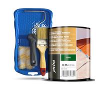 JOVIRA PINTURAS Impermeabilizante Antigoteras, Pintura de terrazasy todo tipo de cubiertas + Minicubeta, 2 Mini Rodillos Antigota, Varilla y Paletina (750 Mililitros, Verde + Minikit)