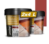 JOVIRA PINTURAS Impermeabilizante Antigoteras, Terraza Antigoteras Caucho Elástica, pintura de terrazas, evita filtraciones en todo tipo de cubiertas y terrazas. (2x4 Litros, Rojo)