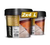 JOVIRA PINTURAS Impermeabilizante Antigoteras, Terraza Antigoteras Caucho Elástica, pintura de terrazas, evita filtraciones en todo tipo de cubiertas y terrazas. (2x4 Litros, Blanco)