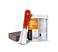 JOVIRA PINTURAS Masilla estandar lista al uso (1 kg) + Espatula + Lija para interiores. Especial para tapar, rellenar fisuras y agujeros.