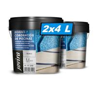 JOVIRA PINTURAS Pintura Bordes y Coronación de Piscinas. Antideslizante especial para renovar los bordes de las piscinas. (2x4 Litros, Blanco) A-34B