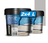 JOVIRA PINTURAS Pintura Bordes y Coronación de Piscinas. Antideslizante especial para renovar los bordes de las piscinas. (2x4 Litros, Gris Claro)