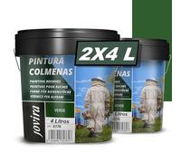 JOVIRA PINTURAS Pintura Colmenas al Agua, acabado Mate. Especial para Apicultura. Protege el interior y exterior de la colmena. (2x4 Litros, Verde)