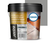 JOVIRA PINTURAS Pintura Impermeabilizante Antigoteras fibrado. Revestimiento Elástico, para Terrazas, Paredes, Medianeras y Tejados. (15 Litros, Gris) A-47B