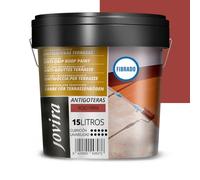 JOVIRA PINTURAS Pintura Impermeabilizante Antigoteras fibrado. Revestimiento Elástico, para Terrazas, Paredes, Medianeras y Tejados. (15 Litros, Rojo)