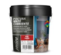 JOVIRA PINTURAS Pintura Mate Cubriente | Colores | Pintura interior-exterior con excelente poder cubriente. (15 Litros, Rojo Pasión)-T