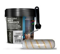 JOVIRA PINTURAS Pintura Mate Cubriente + Rodillo antigota 22 cm. (4 Litros, Blanco + Rodillo antigota 22 cm) A-32B-R