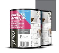 JOVIRA PINTURAS Pintura para Azulejos al Agua. Da una imagen nueva a tu cocina y baño. (2x750 Mililitros, Gris Acero)