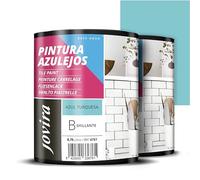 JOVIRA PINTURAS Pintura para Azulejos, Alto Brillo al Agua. Da una imagen nueva a tu cocina y baño. (2x750 Mililitros, Azul Turquesa) B-11-2