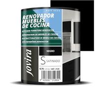 JOVIRA PINTURAS Pintura renovadora para Muebles de Cocina, acabado satinado al agua. Especial para renovar muebles de cocina, puertas, baños, etc. (750 Mililitros, Negro) K-27