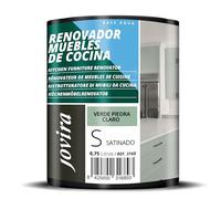 JOVIRA PINTURAS Pintura renovadora para Muebles de Cocina, acabado satinado al agua. Especial para renovar muebles de cocina, puertas, baños, etc. (750 ml, Verde Piedra Claro) T