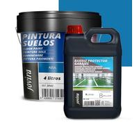 JOVIRA PINTURAS Pintura Suelos, Garajes y Pavimentos Deportivos en general, acabado Mate. Protege y decora las superficies de hormigón, cemento y asfalto. (Pack 5 L Barniz + 4 L Pintura, Azul)