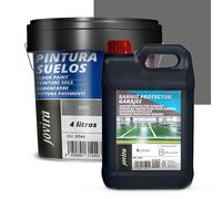 JOVIRA PINTURAS Pintura Suelos, Garajes y Pavimentos Deportivos en general, acabado Mate. Protege y decora las superficies de hormigón, cemento y asfalto. (Pack 5 L Barniz + 4 L Pintura, Gris)