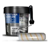 JOVIRA PINTURAS Pintura Suelos, Garajes y Pavimentos Deportivos en general, acabado Mate + Rodillo antigota 22 cm. (4 Litros, Gris + Rodillo antigota 22 cm) A-18-R