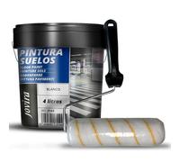 JOVIRA PINTURAS Pintura Suelos, Garajes y Pavimentos Deportivos en general, acabado Mate + Rodillo antigota 22 cm. (4 Litros, Blanco + Rodillo antigota 22 cm) A-32B A-18