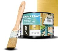 JOVIRA PINTURAS Pintura Tiza - Chalk Paint al Agua Mate + Pincel especial para madera. Renueva tus muebles con creatividad. (375 Mililitros, Oro + Pincel) B-28-K