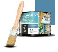 JOVIRA PINTURAS Pintura Tiza - Chalk Paint al Agua Mate + Pincel especial para madera. Renueva tus muebles con creatividad. (375 Mililitros, Azul Intenso + Pincel)