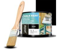 JOVIRA PINTURAS Pintura Tiza - Chalk Paint al Agua Mate + Pincel especial para madera. Renueva tus muebles con creatividad. (375 Mililitros, Negro + Pincel) B-26-K