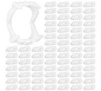 JOVITEC 100 piezas de dientes de vampiro de plástico para Halloween, colmillos falsos, prótesis de hombre lobo, recuerdos de cosplay de Halloween (blanco)