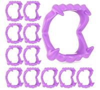 JOVITEC 50 piezas de dientes de vampiro de plástico para Halloween, colmillos falsos, prótesis de hombre lobo, regalos de cosplay de Halloween (morado)