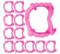 JOVITEC 50 piezas de dientes de vampiro de plástico para Halloween, colmillos falsos, prótesis de hombre lobo, regalos de cosplay de Halloween (rojo rosa)