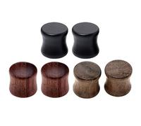 Jovivi - 6 Tapones de Madera orgánica para Oreja, Color marrón y Negro, 10 mm - 20 mm